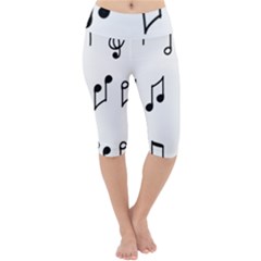 Piano Notes Music Lightweight Velour Cropped Yoga Leggings by HermanTelo