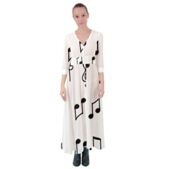 Piano Notes Music Button Up Maxi Dress