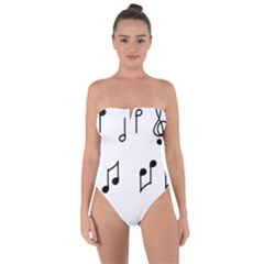 Piano Notes Music Tie Back One Piece Swimsuit