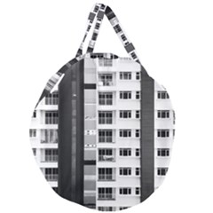 White And Black City Buildings Giant Round Zipper Tote