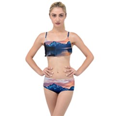 Tree Near Mountain Range Layered Top Bikini Set by Pakrebo