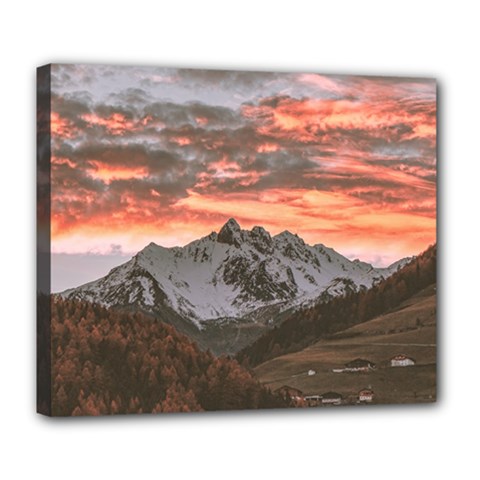 Scenic View Of Snow Capped Mountain Deluxe Canvas 24  X 20  (stretched)