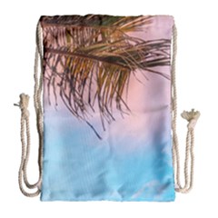 Two Green Palm Leaves On Low Angle Photo Drawstring Bag (large) by Pakrebo