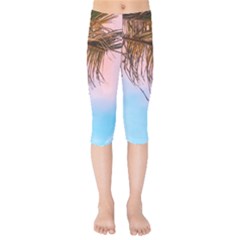 Two Green Palm Leaves On Low Angle Photo Kids  Capri Leggings  by Pakrebo