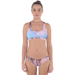 Two Green Palm Leaves On Low Angle Photo Cross Back Hipster Bikini Set