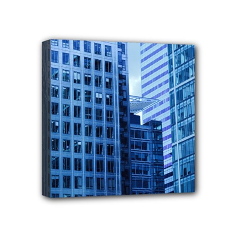 City Blue Building Construction Mini Canvas 4  X 4  (stretched) by Pakrebo