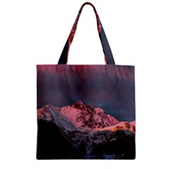 Snowy Summit Zipper Grocery Tote Bag