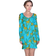 Cute Giraffes Pattern Long Sleeve Nightdress