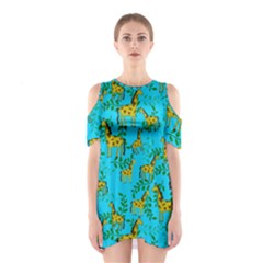 Cute Giraffes Pattern Shoulder Cutout One Piece Dress by bloomingvinedesign