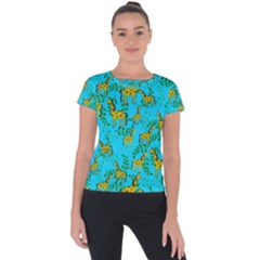 Cute Giraffes Pattern Short Sleeve Sports Top 