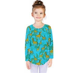 Cute Giraffes Pattern Kids  Long Sleeve Tee