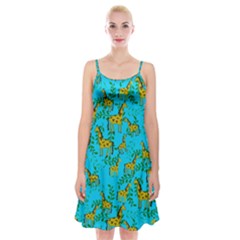 Cute Giraffes Pattern Spaghetti Strap Velvet Dress