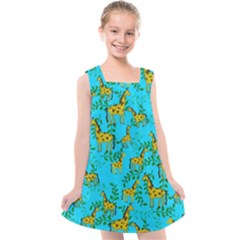 Cute Giraffes Pattern Kids  Cross Back Dress