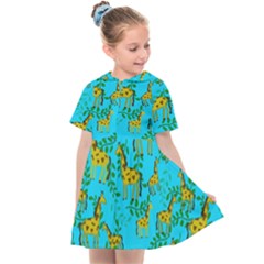 Cute Giraffes Pattern Kids  Sailor Dress