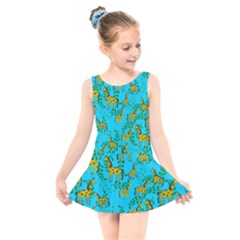 Cute Giraffes Pattern Kids  Skater Dress Swimsuit