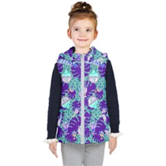 Ice Cream Tropical Pattern Blue Kids  Hooded Puffer Vest