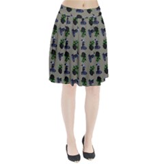 Gothic Girl Rose Grey Pattern Pleated Skirt by snowwhitegirl