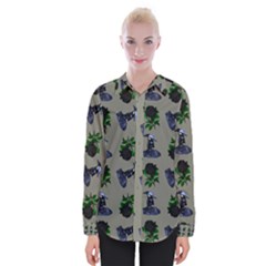 Gothic Girl Rose Grey Pattern Womens Long Sleeve Shirt