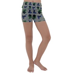 Gothic Girl Rose Grey Pattern Kids  Lightweight Velour Yoga Shorts by snowwhitegirl