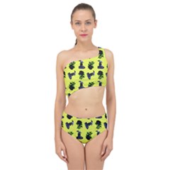 Gothic Girl Rose Yellow Pattern Spliced Up Two Piece Swimsuit by snowwhitegirl