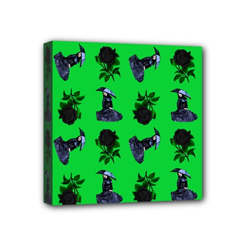 Gothic Girl Rose Green Pattern Mini Canvas 4  X 4  (stretched) by snowwhitegirl
