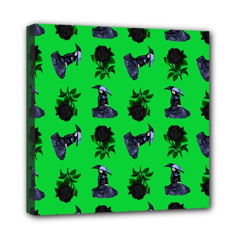 Gothic Girl Rose Green Pattern Mini Canvas 8  X 8  (stretched) by snowwhitegirl