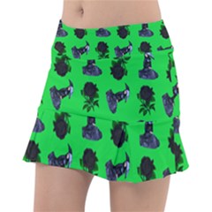 Gothic Girl Rose Green Pattern Tennis Skirt by snowwhitegirl