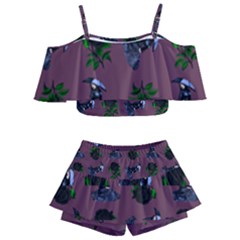 Gothic Girl Rose Mauve Pattern Kids  Off Shoulder Skirt Bikini by snowwhitegirl