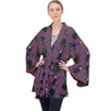 Gothic Girl Rose Mauve Pattern Velvet Kimono Robe View1