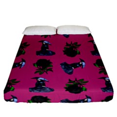 Gothic Girl Rose Pink Pattern Fitted Sheet (queen Size) by snowwhitegirl