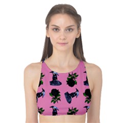 Gothic Girl Rose Light Pink Pattern Tank Bikini Top by snowwhitegirl