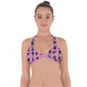 Gothic Girl Rose Light Pink Pattern Halter Neck Bikini Top View1