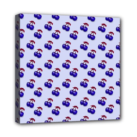 Retro Blue Cherries Mini Canvas 8  X 8  (stretched) by snowwhitegirl
