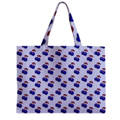 Retro Blue Cherries Zipper Mini Tote Bag