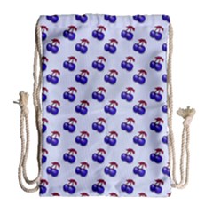 Retro Blue Cherries Drawstring Bag (large) by snowwhitegirl
