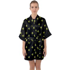 Peeled Banana On Black Quarter Sleeve Kimono Robe by snowwhitegirl