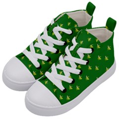 Peeled Banana On Green Kids  Mid-top Canvas Sneakers by snowwhitegirl
