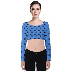 Blue Eyes Velvet Long Sleeve Crop Top by snowwhitegirl