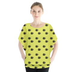 Yellow Eyes Batwing Chiffon Blouse