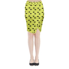 Yellow Eyes Midi Wrap Pencil Skirt