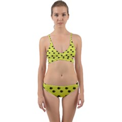 Yellow Eyes Wrap Around Bikini Set