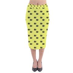 Yellow Eyes Velvet Midi Pencil Skirt