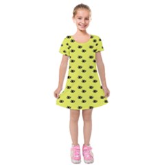 Yellow Eyes Kids  Short Sleeve Velvet Dress