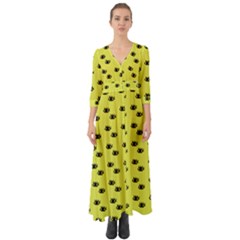 Yellow Eyes Button Up Boho Maxi Dress