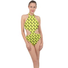 Yellow Eyes Halter Side Cut Swimsuit