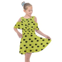 Yellow Eyes Kids  Shoulder Cutout Chiffon Dress