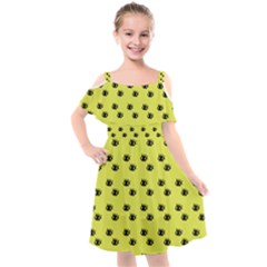 Yellow Eyes Kids  Cut Out Shoulders Chiffon Dress