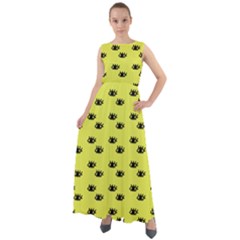 Yellow Eyes Chiffon Mesh Maxi Dress