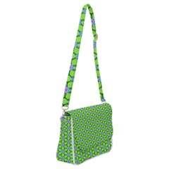Pattern Green Shoulder Bag With Back Zipper