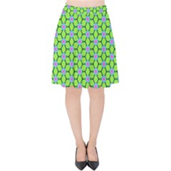Pattern Green Velvet High Waist Skirt by Mariart
